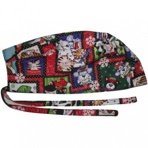 Skullies & Beanies Scrub Hat Cats Dogs Christmas Holiday Fabric Cap Do-Rag - CU12NRL1BLV $22.82