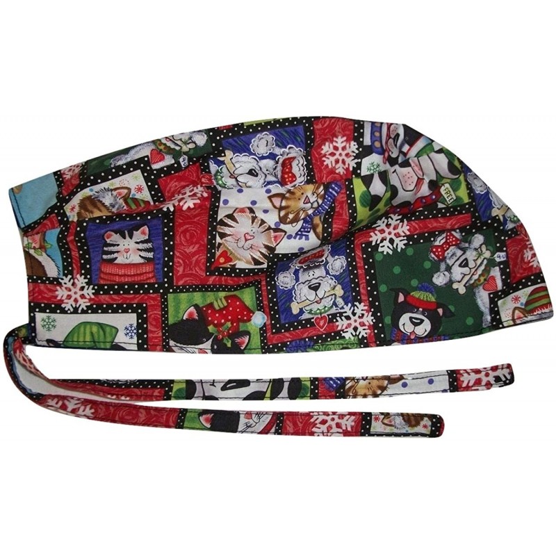 Skullies & Beanies Scrub Hat Cats Dogs Christmas Holiday Fabric Cap Do-Rag - CU12NRL1BLV $22.82