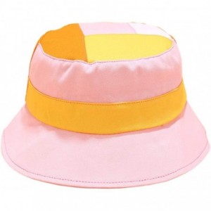 Bucket Hats Reversible Cotton Bucket Hat Multicolored Fisherman Cap Packable Sun Hat - Pink&yellow - CL18WE86Z38 $12.06