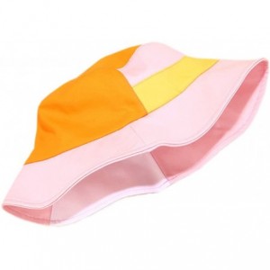 Bucket Hats Reversible Cotton Bucket Hat Multicolored Fisherman Cap Packable Sun Hat - Pink&yellow - CL18WE86Z38 $12.06