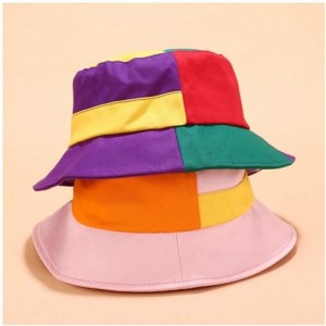 Bucket Hats Reversible Cotton Bucket Hat Multicolored Fisherman Cap Packable Sun Hat - Pink&yellow - CL18WE86Z38 $12.06