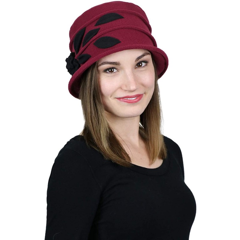 Skullies & Beanies Fleece Hats for Women Cloche Cancer Headwear Chemo Ladies Winter Head Coverings Lady Rose - Burgundy With ...