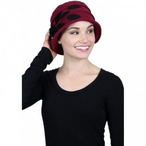 Skullies & Beanies Fleece Hats for Women Cloche Cancer Headwear Chemo Ladies Winter Head Coverings Lady Rose - Burgundy With ...