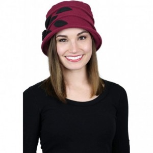 Skullies & Beanies Fleece Hats for Women Cloche Cancer Headwear Chemo Ladies Winter Head Coverings Lady Rose - Burgundy With ...