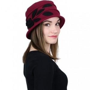 Skullies & Beanies Fleece Hats for Women Cloche Cancer Headwear Chemo Ladies Winter Head Coverings Lady Rose - Burgundy With ...