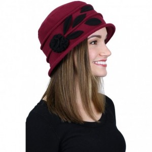 Skullies & Beanies Fleece Hats for Women Cloche Cancer Headwear Chemo Ladies Winter Head Coverings Lady Rose - Burgundy With ...