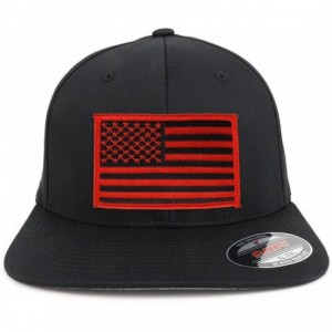 Baseball Caps XXL USA American Flag Embroidered Iron On Patch Flexfit Cap - Blk Red - C818DQ4WU5Z $15.20