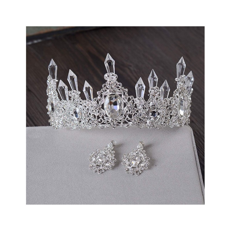 Headbands Clear Ice Queen Retro Bridal Hair Tiara Jewelry Banquet Party Hair Accessories - color - CI18X6AE0GW $21.88