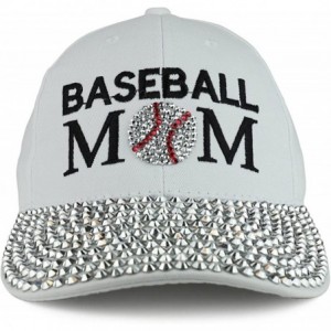 Baseball Caps Baseball MOM Embroidered and Stud Jeweled Bill Unstructured Baseball Cap - White - CI1886CGHE7 $29.60