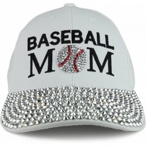 Baseball Caps Baseball MOM Embroidered and Stud Jeweled Bill Unstructured Baseball Cap - White - CI1886CGHE7 $12.25