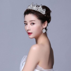 Headbands Clear Ice Queen Retro Bridal Hair Tiara Jewelry Banquet Party Hair Accessories - color - CI18X6AE0GW $21.88