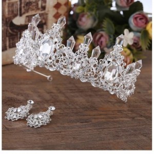 Headbands Clear Ice Queen Retro Bridal Hair Tiara Jewelry Banquet Party Hair Accessories - color - CI18X6AE0GW $21.88