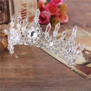 Headbands Clear Ice Queen Retro Bridal Hair Tiara Jewelry Banquet Party Hair Accessories - color - CI18X6AE0GW $21.88