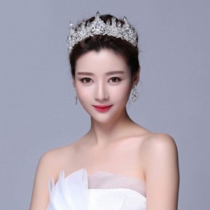 Headbands Clear Ice Queen Retro Bridal Hair Tiara Jewelry Banquet Party Hair Accessories - color - CI18X6AE0GW $21.88