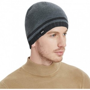 Skullies & Beanies Mens Winter Beanie Hat Warm Knit Cuffed Plain Toboggan Ski Skull Cap - A2-grey - CS18HC24CCG $15.56