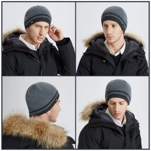 Skullies & Beanies Mens Winter Beanie Hat Warm Knit Cuffed Plain Toboggan Ski Skull Cap - A2-grey - CS18HC24CCG $23.50
