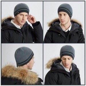 Skullies & Beanies Mens Winter Beanie Hat Warm Knit Cuffed Plain Toboggan Ski Skull Cap - A2-grey - CS18HC24CCG $15.56