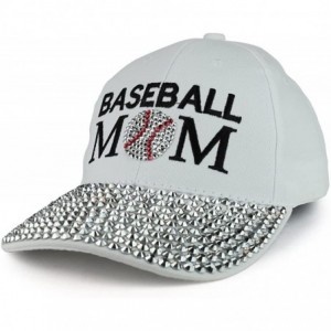 Baseball Caps Baseball MOM Embroidered and Stud Jeweled Bill Unstructured Baseball Cap - White - CI1886CGHE7 $12.25