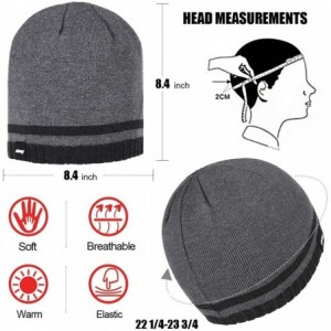 Skullies & Beanies Mens Winter Beanie Hat Warm Knit Cuffed Plain Toboggan Ski Skull Cap - A2-grey - CS18HC24CCG $15.56