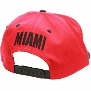 Baseball Caps Miami Flat Visor Bill Ball Player Logo Snapback Hat Cap - Red Black - CZ11KI3U36R $9.51