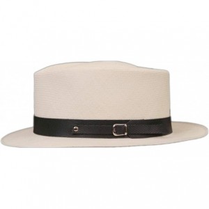 Cowboy Hats (1" & .5") Embossed Patterned Leather Panama Hat Band - "1"" Black Points W/Side Buckle" - C9194M04A4U $25.21