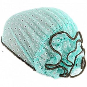 Skullies & Beanies Islamic Muslim Hijab Cap Women Flower Turban Hat Cotton Headwrap Scarf - Fruit Green - CC18DL2X6XH $7.61