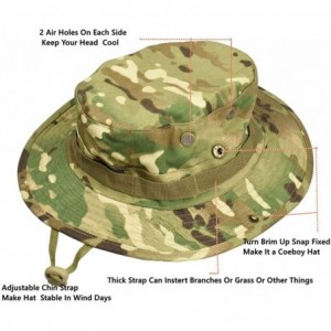 Sun Hats Men's Camo Boonie Hat Fishing Sun Hat Wide Brim Bucket Hat with Adjustable Strap - Mulicam - CC18EHLGDS8 $10.08