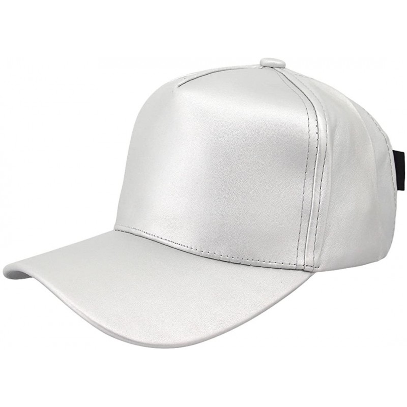 Baseball Caps Unisex Solid Color Adjustable Baseball Cap Snapback Baseball Hat Hip Pop Dance Cap(Silver) - C518DKIMNHY $9.33