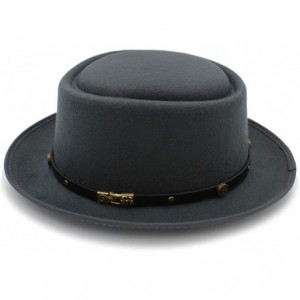 Bucket Hats Pork Pie Felt Hat Autumn and Winter Fedoras for Women Short Brim Elegant Casual Jazz Caps - Gray - CY18IGECTKG $2...