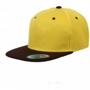Baseball Caps Blank Adjustable Flat Bill Plain Snapback Hats Caps - Yellow/Brown - CB11LI0NOH9 $11.33