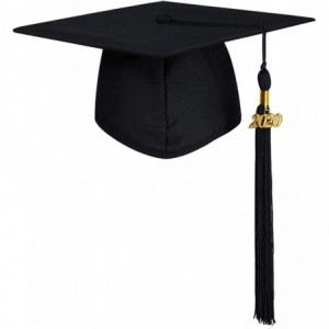 Skullies & Beanies Unisex Adult Matte Graduation Cap with 2020 Tassel - Black - CH11SBEBPDZ $15.48