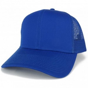 Baseball Caps XXL Oversize High Crown Adjustable Plain Mesh Back Trucker Baseball Cap - Royal - CP18DUZDHAG $12.62