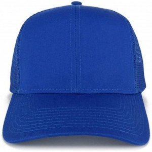 Baseball Caps XXL Oversize High Crown Adjustable Plain Mesh Back Trucker Baseball Cap - Royal - CP18DUZDHAG $12.62