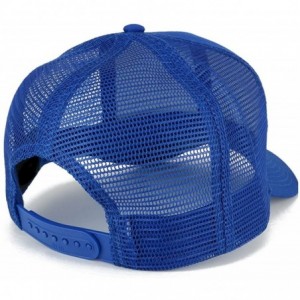 Baseball Caps XXL Oversize High Crown Adjustable Plain Mesh Back Trucker Baseball Cap - Royal - CP18DUZDHAG $12.62