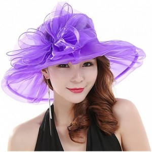 Sun Hats Women's Fashion Summer Church Kentucky Derby Cap British Tea Party Wedding Hat - Purple - C618DUCA7YQ $21.93