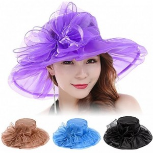 Sun Hats Women's Fashion Summer Church Kentucky Derby Cap British Tea Party Wedding Hat - Purple - C618DUCA7YQ $11.86