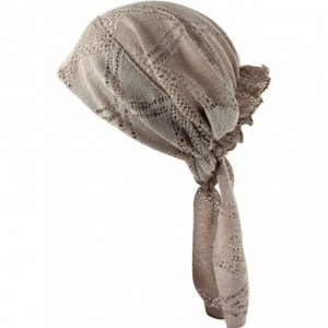 Skullies & Beanies Lace Cotton Head Scarf Chemo Head Cap Women Cancer Patients Hat - Taupe - CM18WW375AQ $15.11