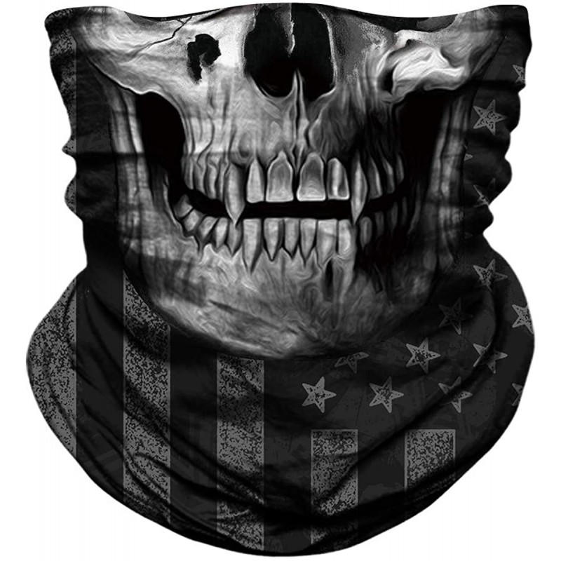 Balaclavas Motorcycle Skull Face Sun Mask Rinding 3D Neck Gaiter Bandanas Headwear - C-skull-flag Skeleton - C918A0U3STA $15.71
