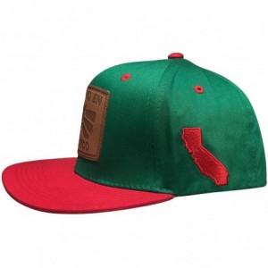 Baseball Caps Hecho En Mexico Via CALI Leather Embroidered Flatbill Snapback Cap Hat - Kelly/Red - CX18NC5L5M4 $9.25