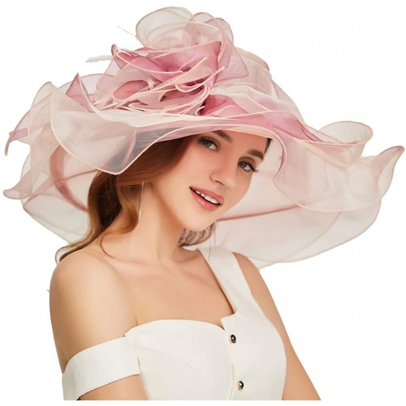 Sun Hats Accessories Women's Organza Kentucky Derby Hat Fashion New Ladies Multicolor Elegant Personality Sun Hat - Pink - CQ...