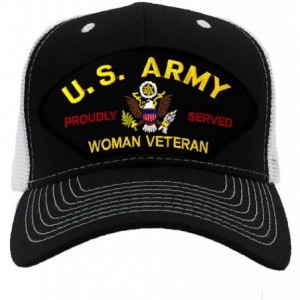 Baseball Caps US Army - Woman Veteran Hat/Ballcap Adjustable One Size Fits Most - Mesh-back Black & White - CH18NR47QW9 $27.42