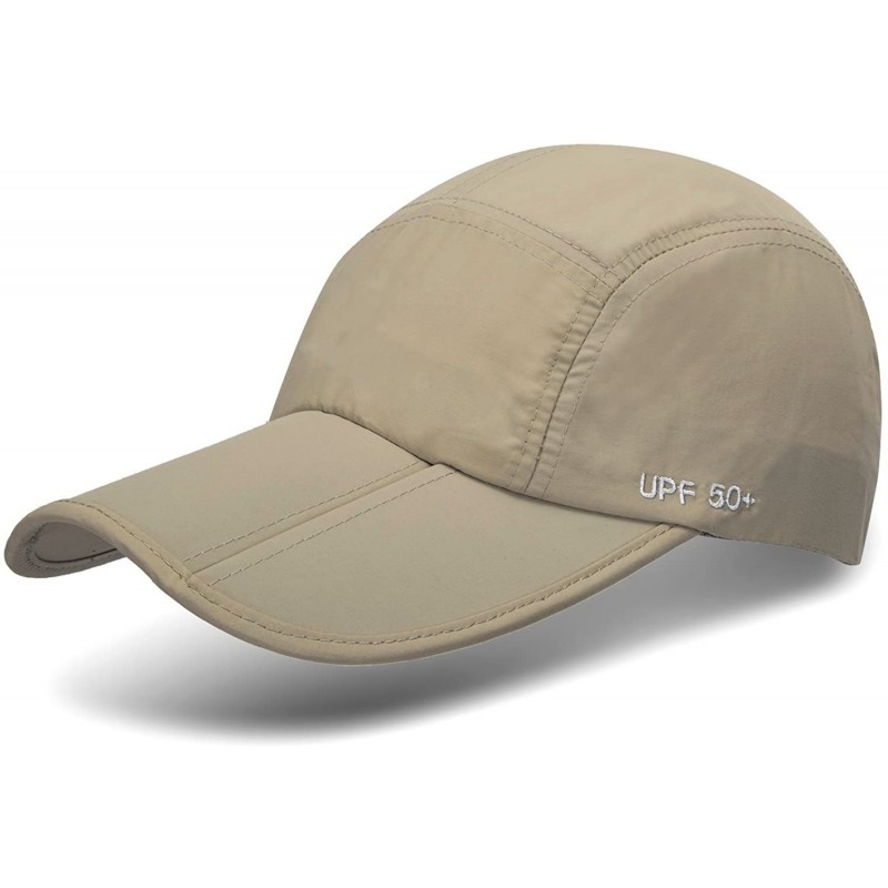 Baseball Caps Unisex Foldable UPF 50+ Sun Protection Quick Dry Baseball Cap Portable Hats - Khaki - CG18G4AYRD3 $14.24