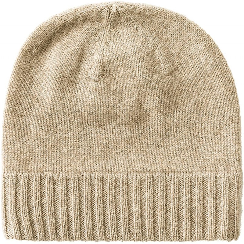 Skullies & Beanies 100% Pure Cashmere Winter Beanie Skullies Cap for Women - Camel - C818WANXK63 $27.67