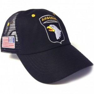 Baseball Caps 101st Airborne Division Low Profile Hat Cap Black Yellow Mesh Trucker Style - C4194I5A47R $23.43