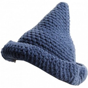 Skullies & Beanies Trendy XU Creative Women Pointy Hat Knitted Cap Warm Cone Witch Hat - Blue - C7129L8BU6V $31.97