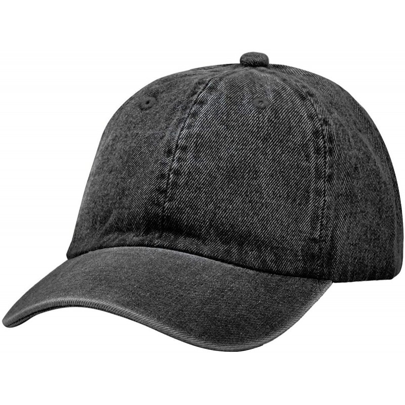 Baseball Caps Classic Baseball Cap Dad Hat 100% Cotton Soft Adjustable Size - Denim (Black) - CX18ZDTCG5I $8.60