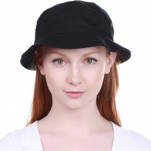 Bucket Hats Unisex Washed Cotton Bucket Hat Summer Outdoor Cap - (1. Bucket Classic) Black - C511JEB19K3 $11.33