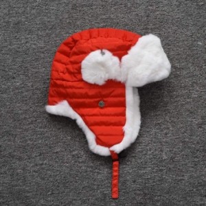 Skullies & Beanies Real Rabbit Fur Trapper Aviator Hat - Women Windproof Winter Russian Cap Earflap Skiing Hats - Red - CR18I...