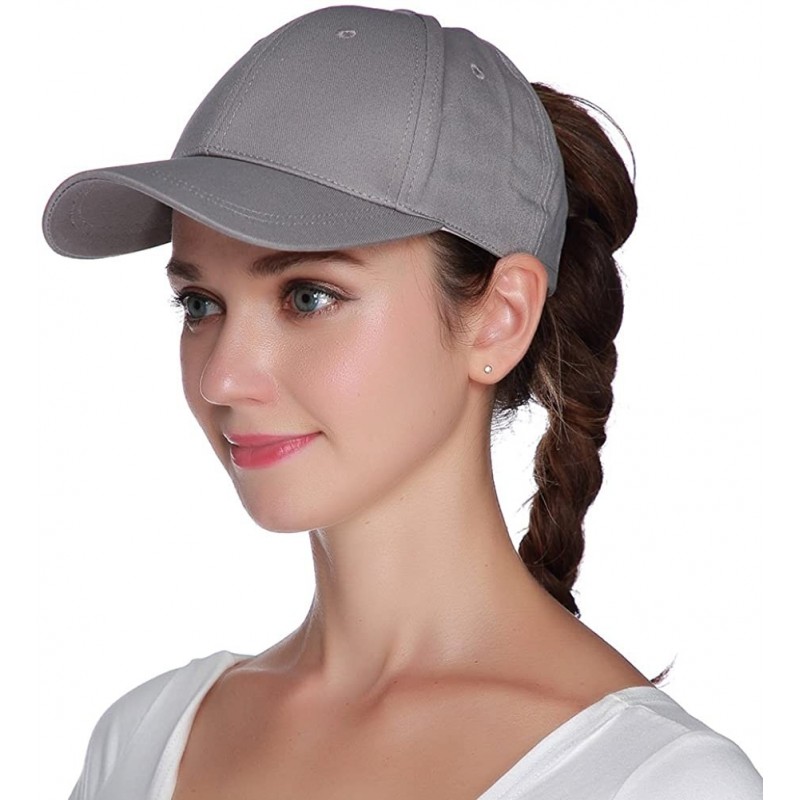 Baseball Caps Ponytail High Buns Ponycaps Baseball Adjustable - Cotton Grey - CX18D420CNN $9.38