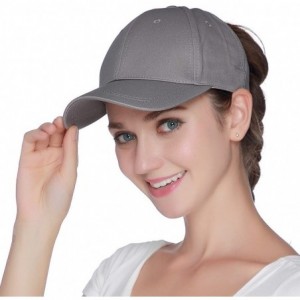 Baseball Caps Ponytail High Buns Ponycaps Baseball Adjustable - Cotton Grey - CX18D420CNN $9.38